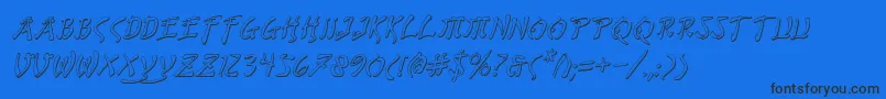 BushidoShadowItalic-Schriftart – Schwarze Schriften auf blauem Hintergrund