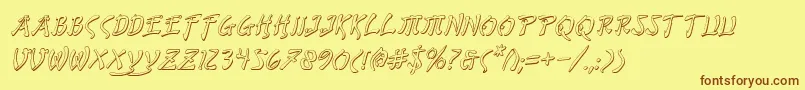 BushidoShadowItalic-fontti – ruskeat fontit keltaisella taustalla