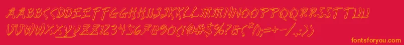 BushidoShadowItalic-Schriftart – Orangefarbene Schriften auf rotem Hintergrund