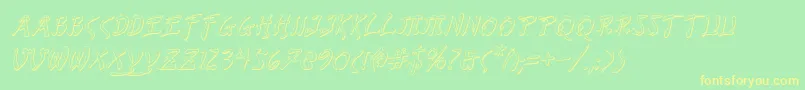 フォントBushidoShadowItalic – 黄色の文字が緑の背景にあります