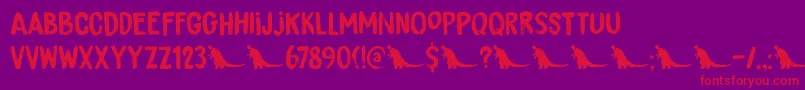 フォントDkBrushzilla – 紫の背景に赤い文字