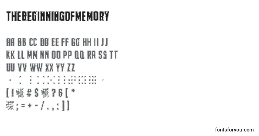 Czcionka TheBeginningOfMemory – alfabet, cyfry, specjalne znaki