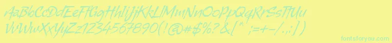 Alma-Schriftart – Grüne Schriften auf gelbem Hintergrund
