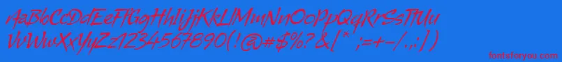 Alma Font – Red Fonts on Blue Background