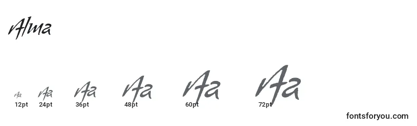 Размеры шрифта Alma