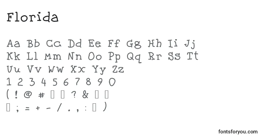 Шрифт Florida – алфавит, цифры, специальные символы