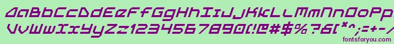 フォント5thagenti – 緑の背景に紫のフォント