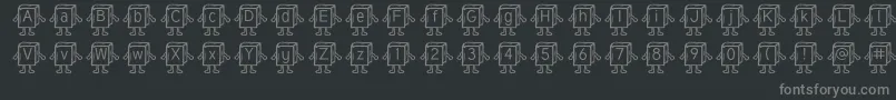 Fonte Samysbookifiedtuffy – fontes cinzas em um fundo preto