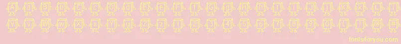 Samysbookifiedtuffy-Schriftart – Gelbe Schriften auf rosa Hintergrund