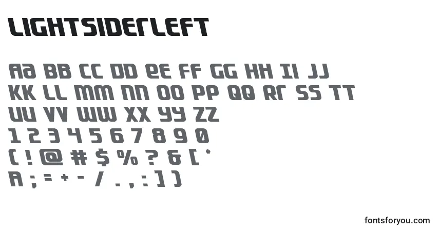 Czcionka Lightsiderleft – alfabet, cyfry, specjalne znaki