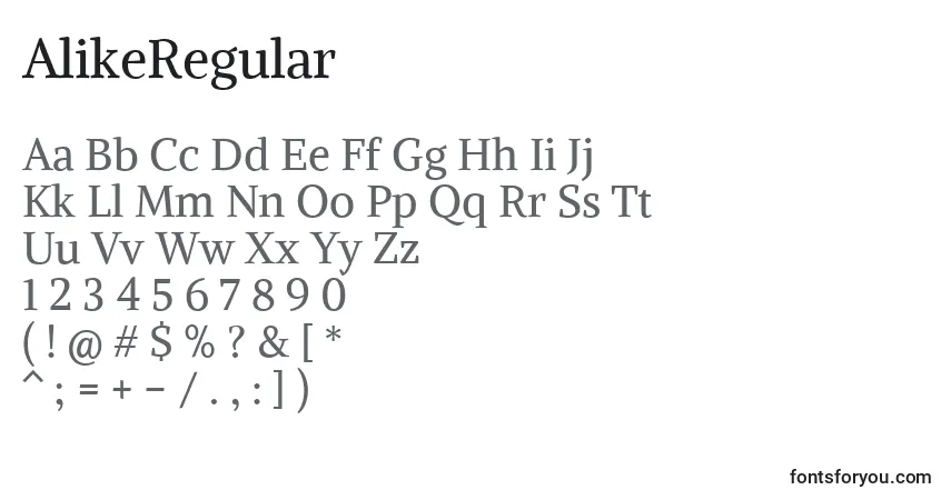 AlikeRegular Font – alphabet, numbers, special characters
