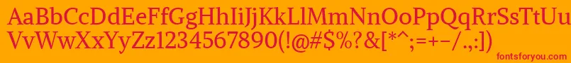Weitere Informationen zur AlikeRegular-Schriftart AlikeRegular-Schriftart – Rote Schriften auf orangefarbenem Hintergrund