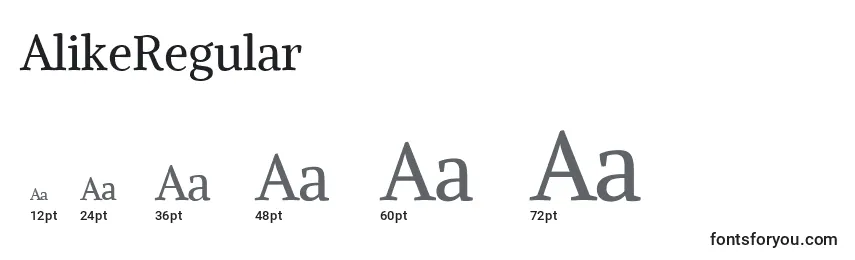 Размеры шрифта AlikeRegular
