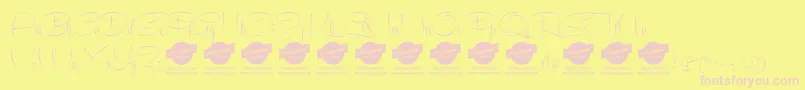 RecordascriptPersonalUseOnly-fontti – vaaleanpunaiset fontit keltaisella taustalla