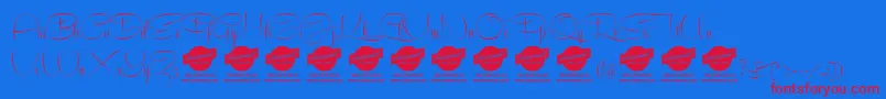 RecordascriptPersonalUseOnly-Schriftart – Rote Schriften auf blauem Hintergrund