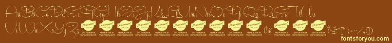 RecordascriptPersonalUseOnly Font – Yellow Fonts on Brown Background