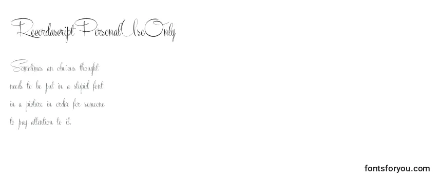 Schriftart RecordascriptPersonalUseOnly