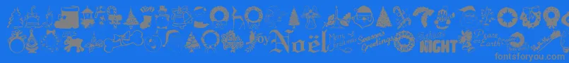 Fonte Xmastyme – fontes cinzas em um fundo azul