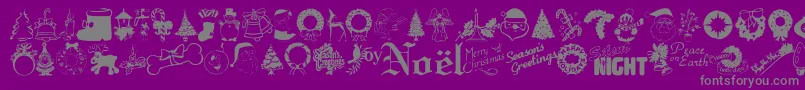 Fonte Xmastyme – fontes cinzas em um fundo violeta