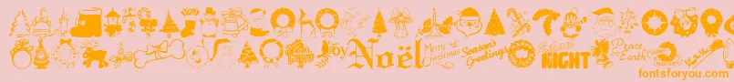Xmastyme-Schriftart – Orangefarbene Schriften auf rosa Hintergrund