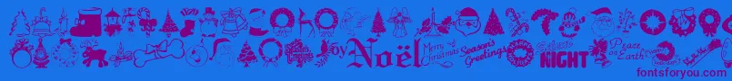 Fonte Xmastyme – fontes roxas em um fundo azul