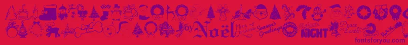 Xmastyme Font – Purple Fonts on Red Background