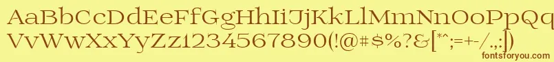 フォントPrida01 – 茶色の文字が黄色の背景にあります。