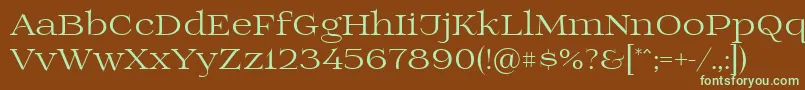 フォントPrida01 – 緑色の文字が茶色の背景にあります。