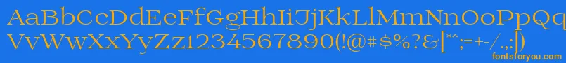 フォントPrida01 – オレンジ色の文字が青い背景にあります。