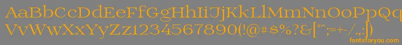 フォントPrida01 – オレンジの文字は灰色の背景にあります。