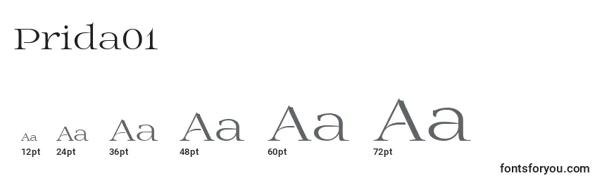 Größen der Schriftart Prida01 (109562)