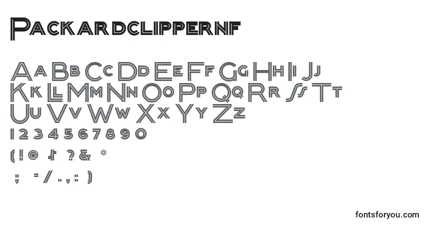 A fonte Packardclippernf (109564) – alfabeto, números, caracteres especiais