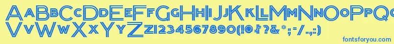 Packardclippernf-Schriftart – Blaue Schriften auf gelbem Hintergrund