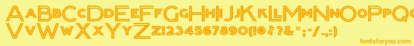 Packardclippernf-Schriftart – Orangefarbene Schriften auf gelbem Hintergrund