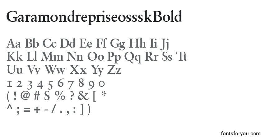 Czcionka GaramondrepriseossskBold – alfabet, cyfry, specjalne znaki