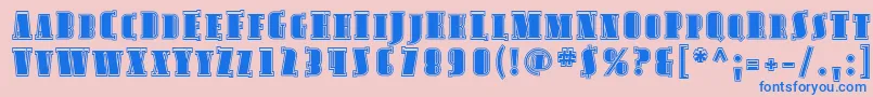 AvondaleScInline-Schriftart – Blaue Schriften auf rosa Hintergrund