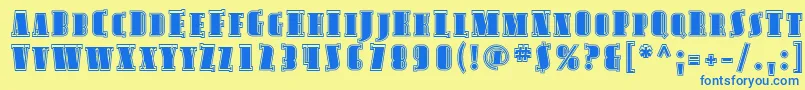 AvondaleScInline Font – Blue Fonts on Yellow Background