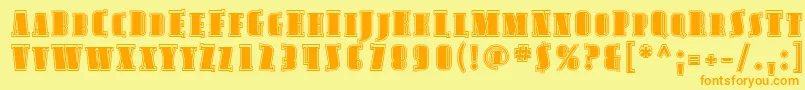 AvondaleScInline Font – Orange Fonts on Yellow Background