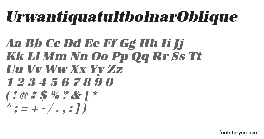 Schriftart UrwantiquatultbolnarOblique – Alphabet, Zahlen, spezielle Symbole