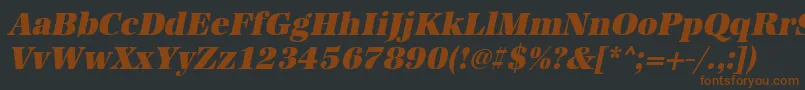 UrwantiquatultbolnarOblique-Schriftart – Braune Schriften auf schwarzem Hintergrund