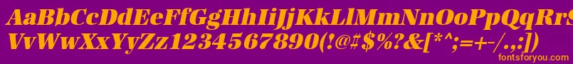 UrwantiquatultbolnarOblique-fontti – oranssit fontit violetilla taustalla