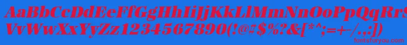 UrwantiquatultbolnarOblique Font – Red Fonts on Blue Background