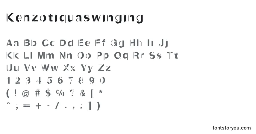 Czcionka Kenzotiquaswinging – alfabet, cyfry, specjalne znaki