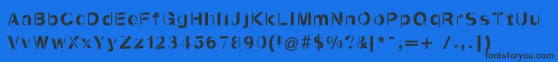 Шрифт Kenzotiquaswinging – чёрные шрифты на синем фоне
