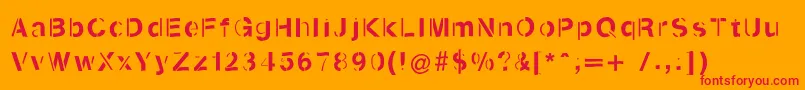 Kenzotiquaswinging-Schriftart – Rote Schriften auf orangefarbenem Hintergrund