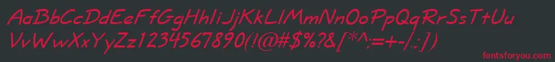 Czcionka ShortHandItalic – czerwone czcionki na czarnym tle