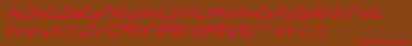 ShortHandItalic-Schriftart – Rote Schriften auf braunem Hintergrund