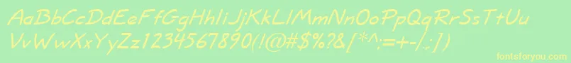 ShortHandItalic Font – Yellow Fonts on Green Background