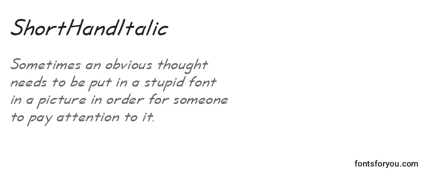 Review of the ShortHandItalic Font