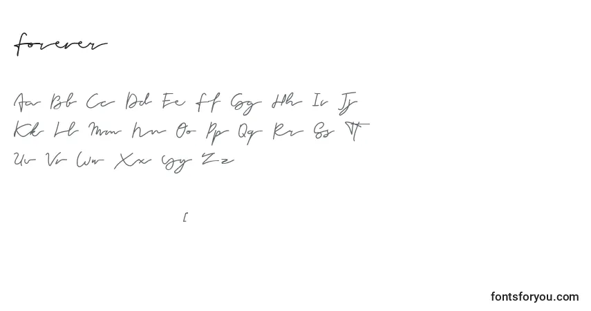 Schriftart Forever (109580) – Alphabet, Zahlen, spezielle Symbole